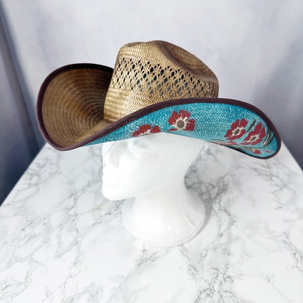 Bullhide "Too Good" Straw Floral Boho Cowboy Cowgirl Hat Women's Size Small
